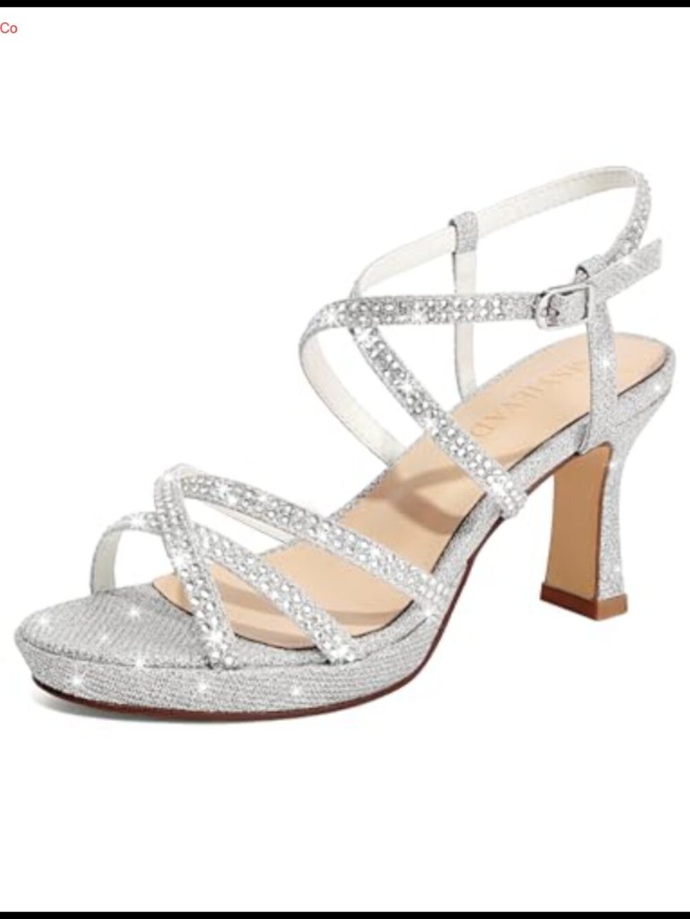 Rhinestone Platform Sandals Chunky Block Heel Ankle Strap Dress Heels